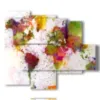 painting with geographic world map photos - version: 5 pannelli 104x90cm