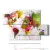 painting with geographic world map photos - version: 5 pannelli 128x85cm