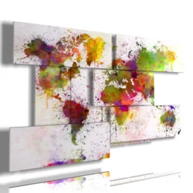 A picture with a geographic world map.