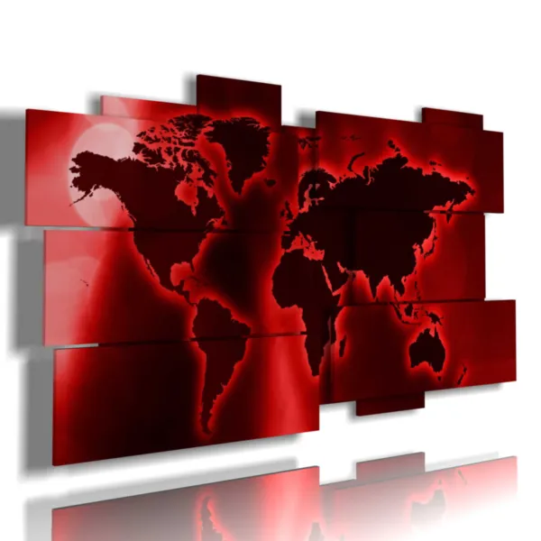 Red world map paintings