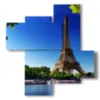 painting with eiffel tower print in spring - version: 4 pannelli 94x98cm