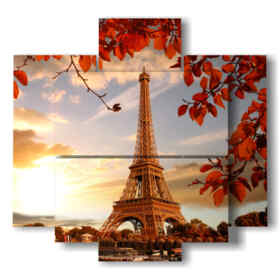 tableau des gravures de la tour Eiffel en automne