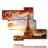 tableau des gravures de la tour eiffel en automne - version: 5 pannelli 135x104cm