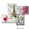 cuadro pintado paris bajo la lluvia romantica - version: 4 pannelli 94x77cm