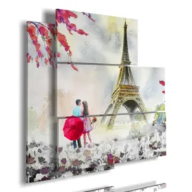 quadro dipinto parigi sotto la pioggia romantica