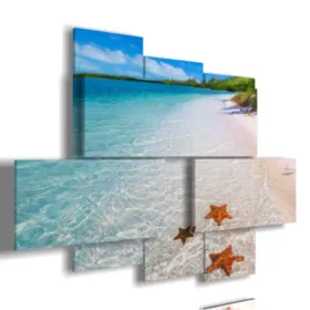 Sea painting of a Caribbean island with starfish