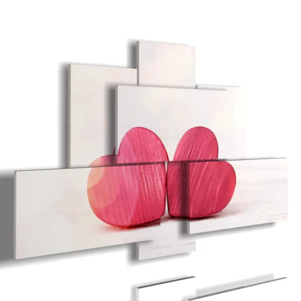 Cuadros abstractos con corazones pequeños.