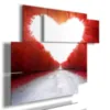 paintings in the shape of hearts made of red trees