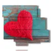 painting with red fabric heart - version: 6 pannelli 113x99cm