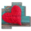 quadro con cuore rosso di stoffa - version: 4 pannelli 83x78cm