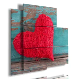 Painting with a red fabric heart