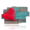 painting with red fabric heart - version: 9 pannelli 171x108cm