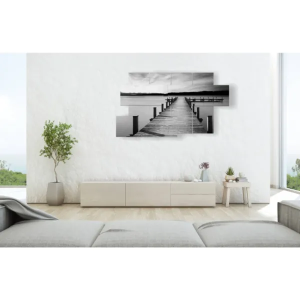 Modern modular paintings facing the sea