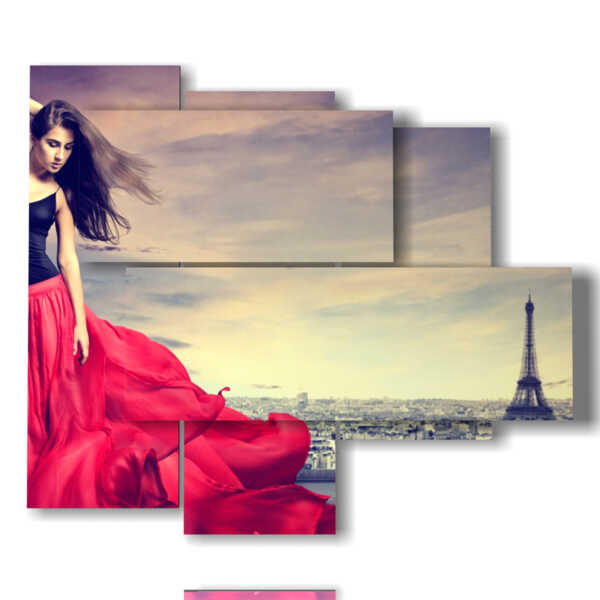 quadro di Parigi foto bellissime con donna in rosso