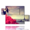painting of paris beautiful photos with woman in red - version: 5 pannelli 128x85cm