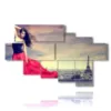 painting of paris beautiful photos with woman in red - version: 7 pannelli 173x106cm