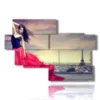 painting of paris beautiful photos with woman in red - version: 10 pannelli 176x119cm