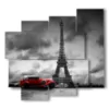 painting with photos paris tour eiffel and vintage cars - version: 5 pannelli 106x98cm