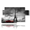 tableau avec photos tour de paris eiffel et voitures anciennes - version: 7 pannelli 157x90cm