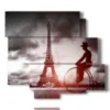 quadro strada di parigi con uomo in bici - version: 6 pannelli 113x99cm