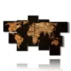 painting gold world map on black background - version: 8 pannelli 177x110cm
