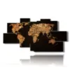 painting gold world map on black background - version: 8 pannelli 184x97cm