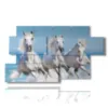 paintings with white horses on the waves of the sea - version: 7 pannelli 157x90cm
