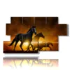 paintings of modern horses kissed by the sunset - version: 7 pannelli 157x90cm