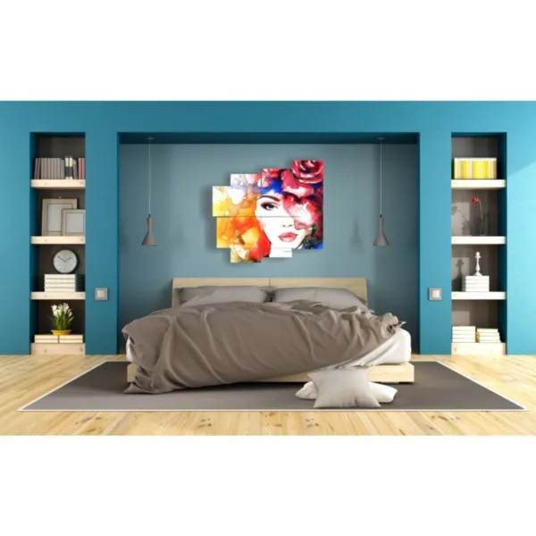 Paintings featuring women with floral backgrounds