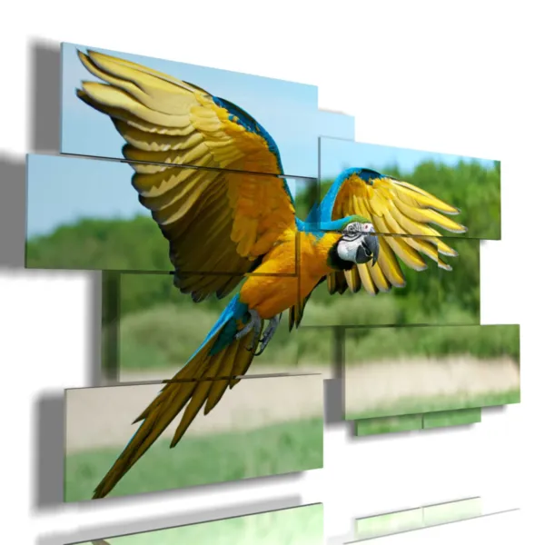 Painting of a parrot flying