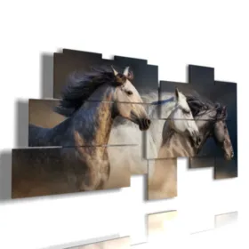 Cuadro con tres caballos hacia el infinito