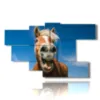 modern paintings with laughing horses - version: 7 pannelli 172x103cm
