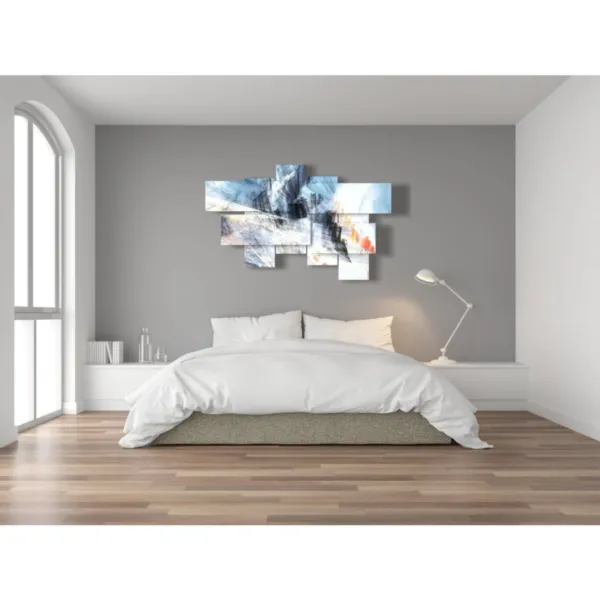 Cuadros modernos blancos y grises con decoraciones