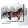 paintings with horse running in the snow - version: 5 pannelli 89x77cm