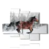cuadros con caballo corriendo en la nieve - version: 6 pannelli 135x96cm