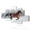 paintings with horse running in the snow - version: 6 pannelli 146x94cm
