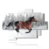 bilder mit pferd im schnee laufen - version: 9 pannelli 164x114cm