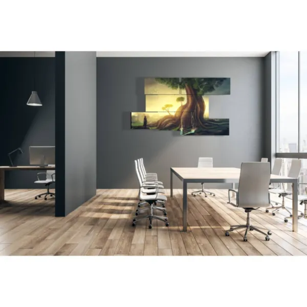 muro con alberi moderni