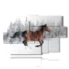 cuadros con caballo corriendo en la nieve - version: 9 pannelli 171x108cm