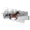 quadri con cavallo mentre corre nella neve - version: 9 pannelli 200x111cm