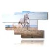 quadro in un dipinto con cavallo bianco nella spiaggia - version: 7 pannelli 172x103cm