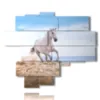 tableau dans un tableau avec un cheval blanc sur la plage - version: 13 pannelli 180x151cm