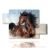 modern paintings horses in the foreground - version: 5 pannelli 128x85cm