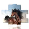 modern paintings horses in the foreground - version: 13 pannelli 186x152cm