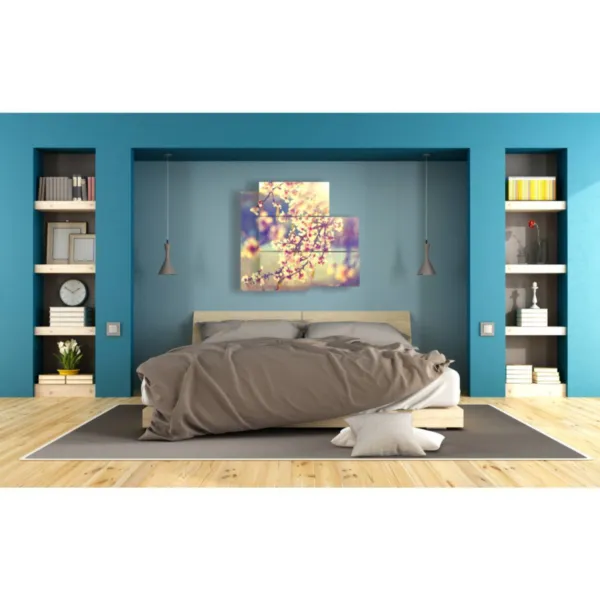 Kunst auf Leinwand mit blühenden Bäumen