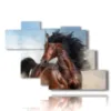 modern paintings horses in the foreground - version: 7 pannelli 150x102cm