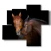painting with horses that love each other - version: 4 pannelli 94x85cm