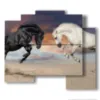 cuadros con dos caballos grunones - version: 5 pannelli 89x77cm