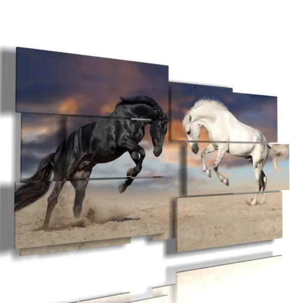 Paintings featuring two stubborn horses