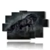 painting black horse in its power and majesty - version: 9 pannelli 171x108cm